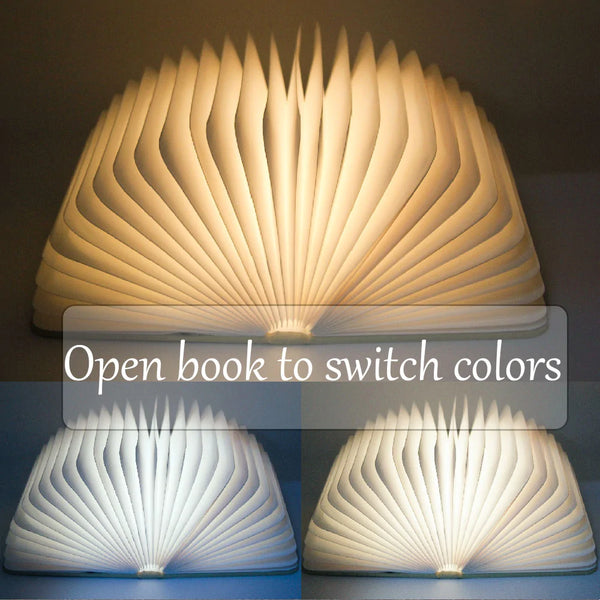 Open the book light to change the light brightness from warm to cool 