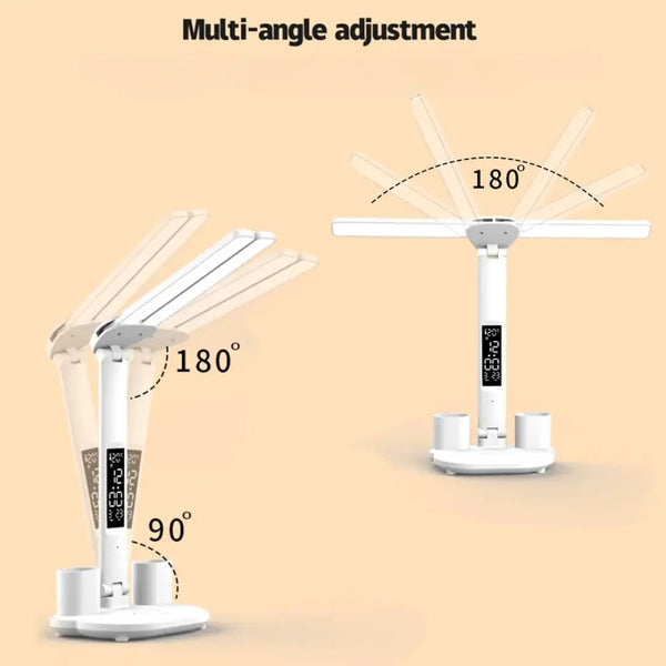 Angles for the light are adjustable in two ways. The upright arm is adjustable as is the light bars.