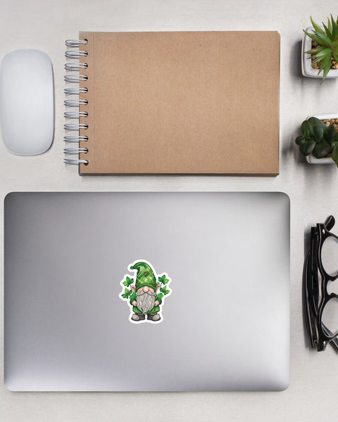 3" Lucky Gnome Sticker on closed laptop mockup