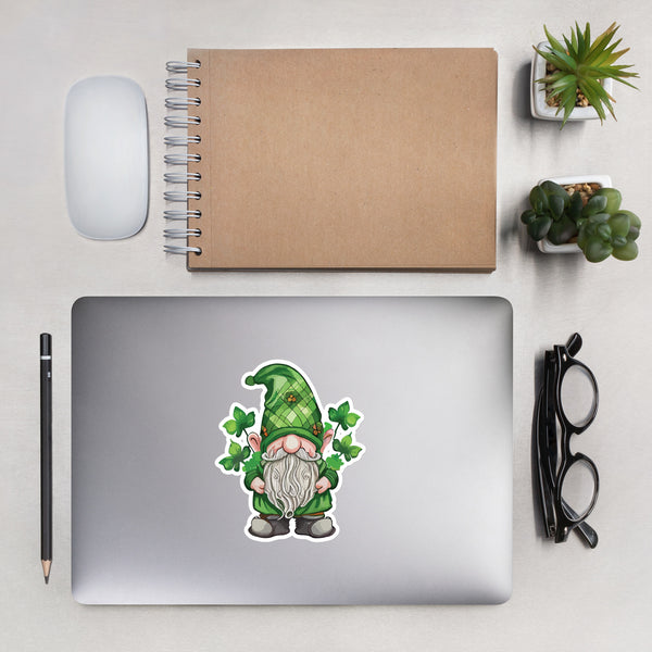 5.5" Lucky Gnome Sticker on closed laptop mockup