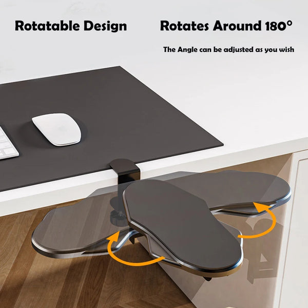 The S&P Desk Arm Rest rotates 180 degrees to the left or right.