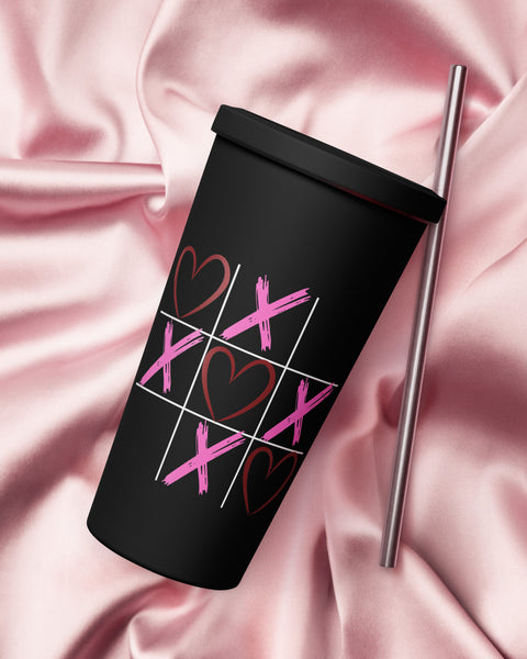 Tic Tac Heart Tumbler in black