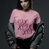 Tic Tac Hearts Tee on dark haired model