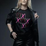 Tic Tac Hearts Tee in black on glam model